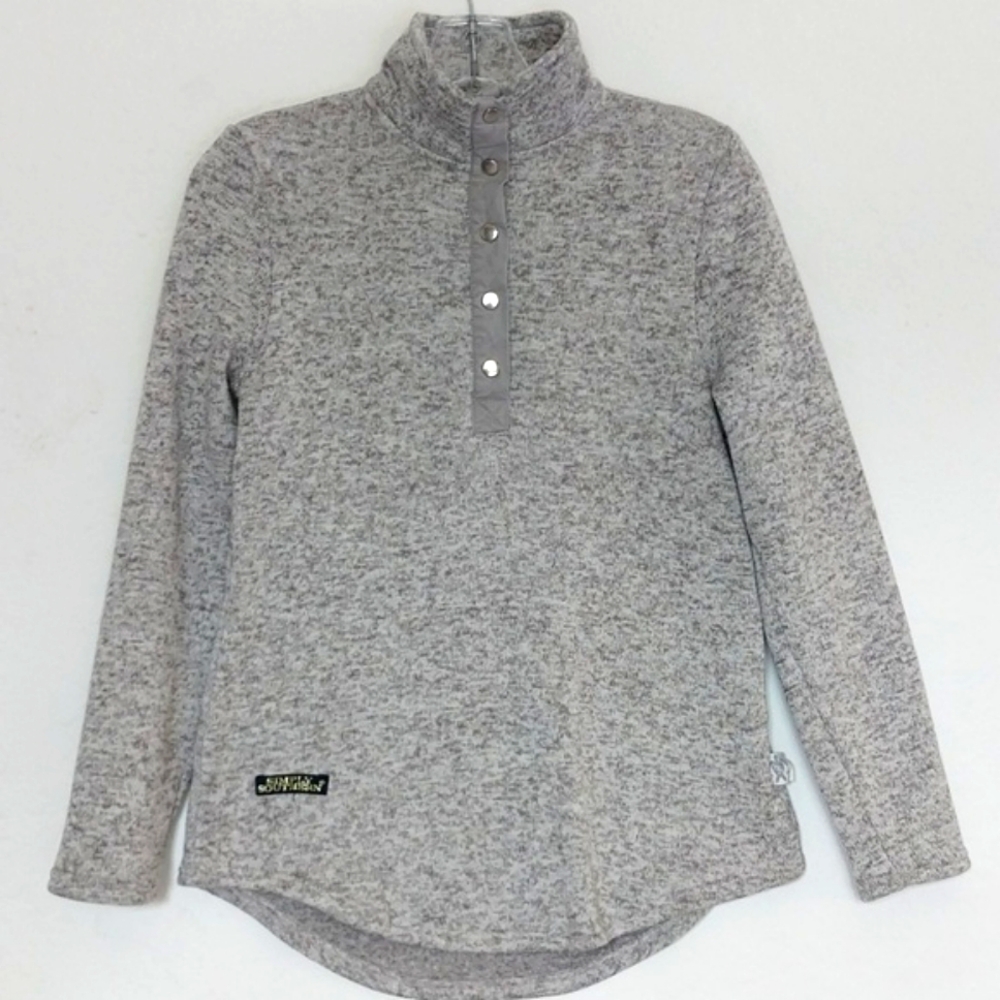 Simply Southern Sweatshirt Tail Gray LOGOS Long Sleeve Snaps Size X Small -Small